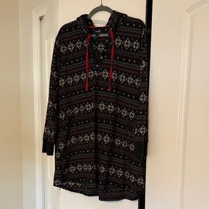 Women’s XL Chaps Fair IslePattern  Fleece Hoodie Sleepshirt
